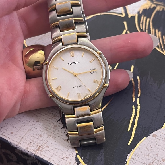 Vintage Other - Vintage Men's Fossil Watch Silver with Gold Tone Plating GUC A1